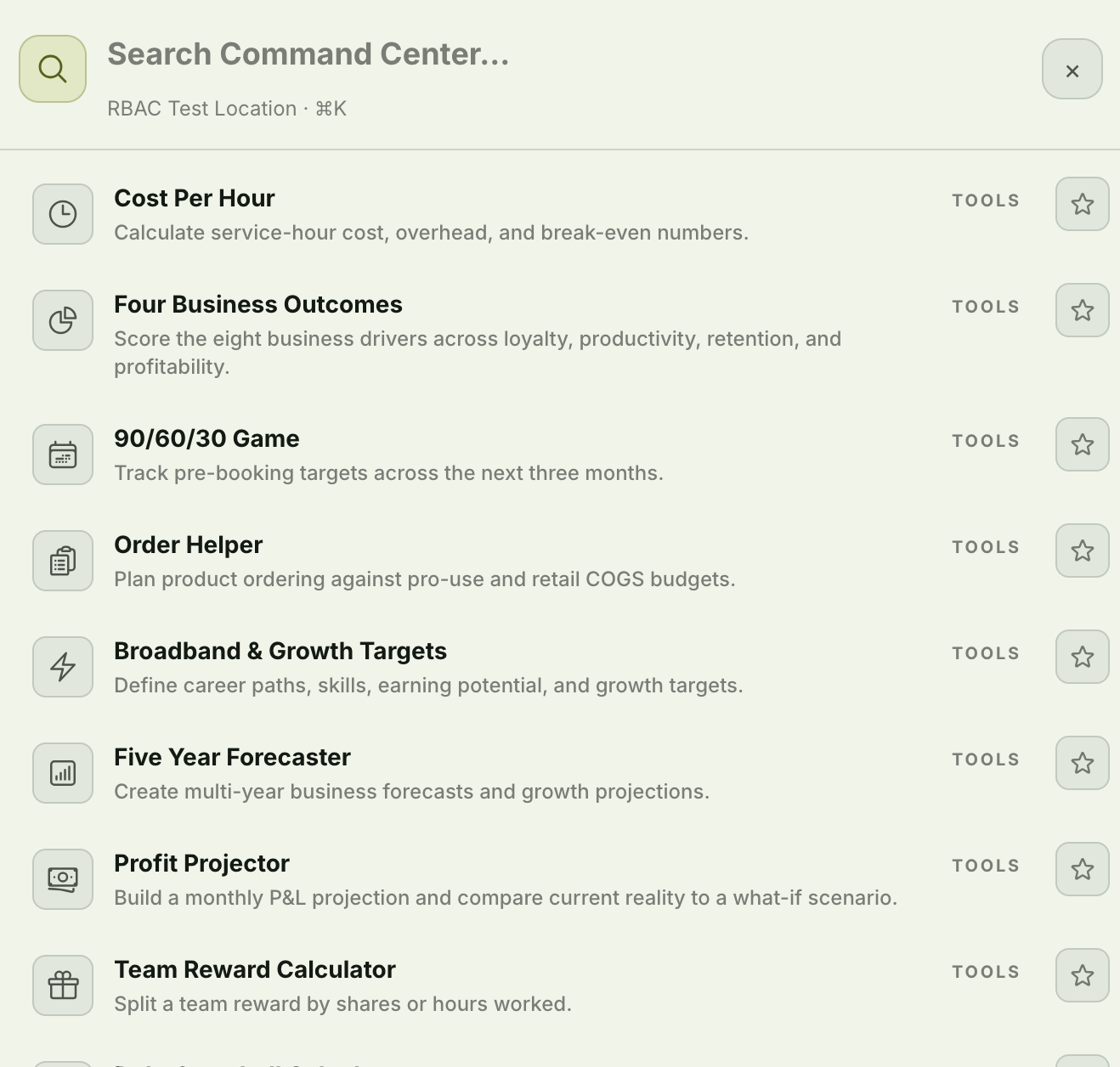 30+ Financial Tools preview inside Olliv Command Center